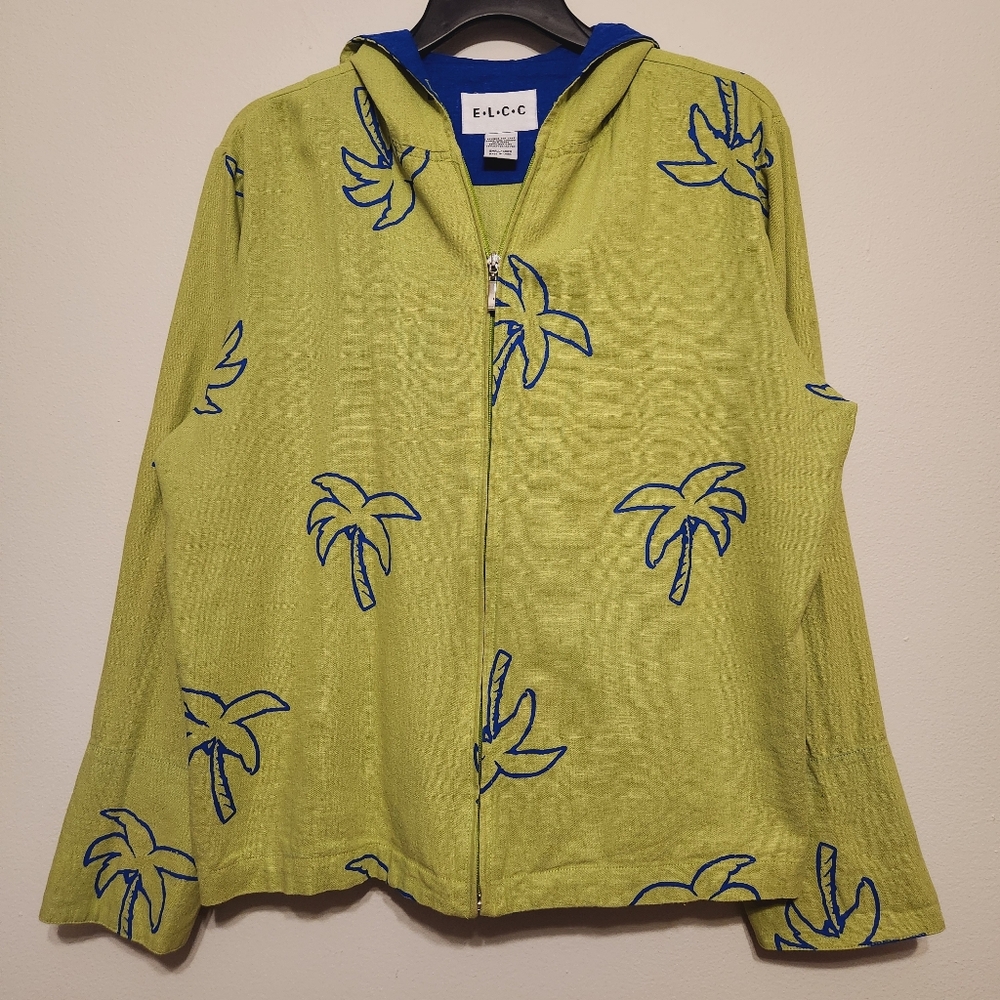 ELCC Green Tropical Palm Tree Hooded Jacket